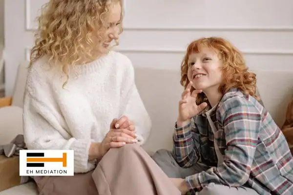 Happy mother and child after sorting child arrangements mediation Sunderland